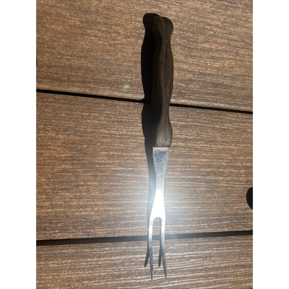 Vtg CUTCO 1026 Chef's Carving / Serving fork USA  Swirl Orange / Brown Handle